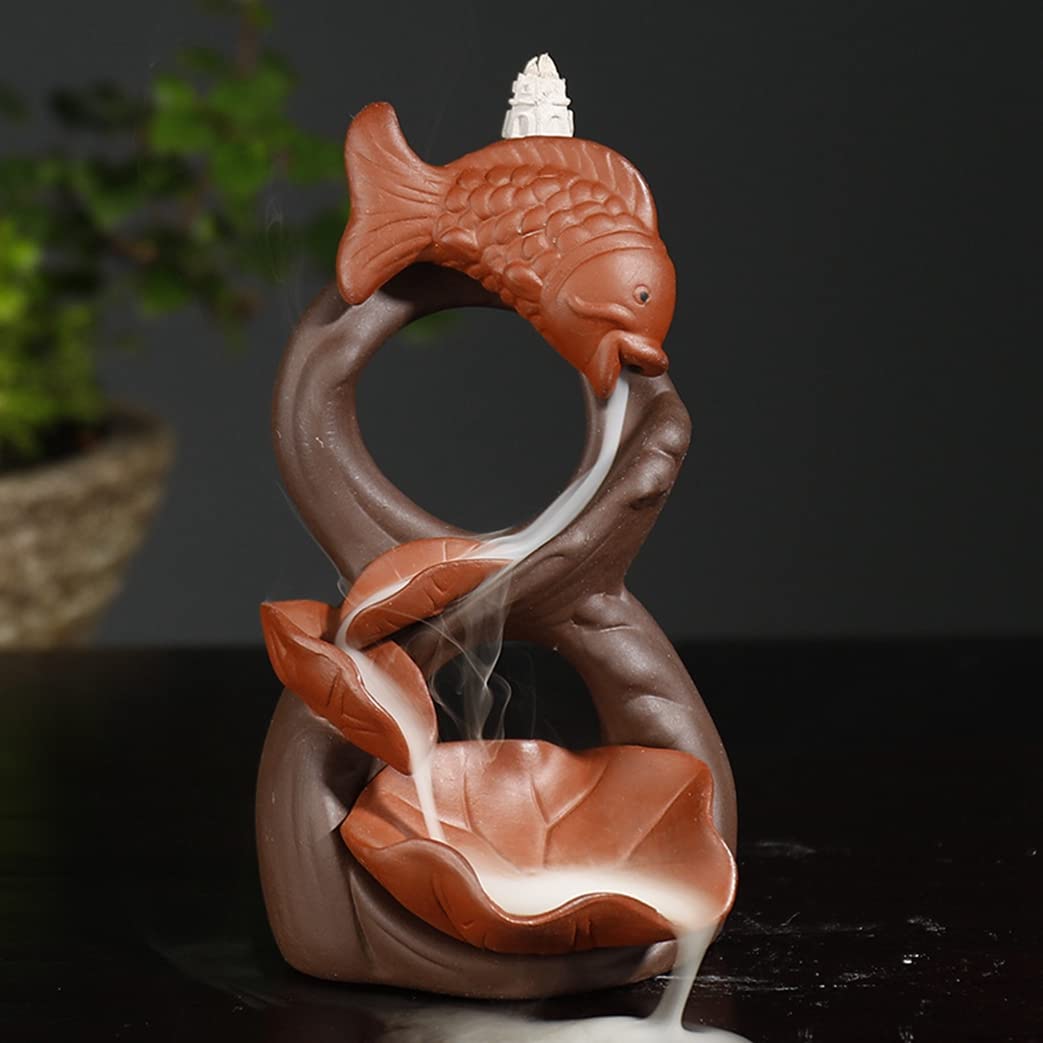 Brûleur d'encens à refoulement en céramique émaillée artisanale