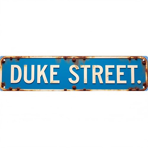 Vintage Tin Signs "DUKE STREET" 16 * 4 Inches - Noble-Themed Urban Decor for Bedroom/Bar/Garage - Metal Wall Art Outdoor Signs Vintage Decor