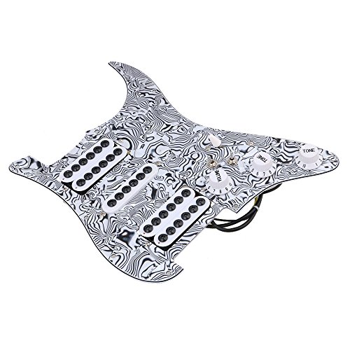 BQLZR Black White Zebra Color 3-ply HSH Electric Guitar Loaded Prewired Pickup Pickguard for Electric Guitar - Thumbnail 3