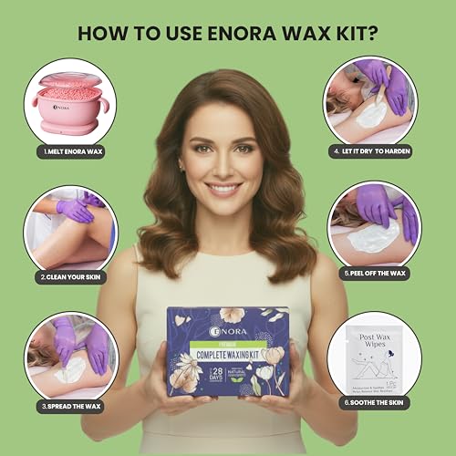 Image of ENORA Premium Waxing Kit for Women - Silicone Wax Warmer for Hair Removal, Eyebrow, Bikini, Legs, Face, Brazilian Wax & More - Machine + 4-Pack Hard Wax Beads (100 g)+ Accessories, Pink (100 Gram, SILICONE-COMBO(100GRAM))