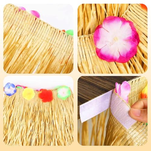 Jupes de Table en Herbe avec fleurs multicolores pour une table tropicale - 3
