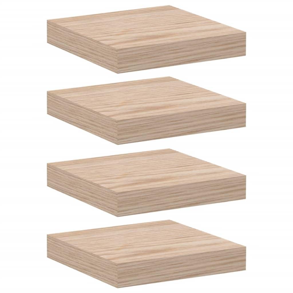 Juego de 4 estantes flotantes, estantería de pared de 23 x 23,5 x 4 cm, tablero de pared de madera con chapa de roble, estante flotante para salón, dormitorio y cocina, soporte invisible