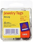 Avery Pre-Strung Jewelry Tags, Paper/String, 0.875 x 0.375 Inches, White/Purple, 500 per Pack (11035)