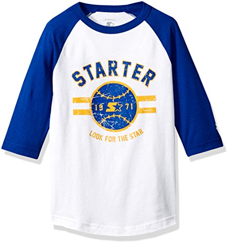 Starter Boys' 1971 Baseball Logo T-Shirt, Amazon Exclusive, White with Team Blue, L