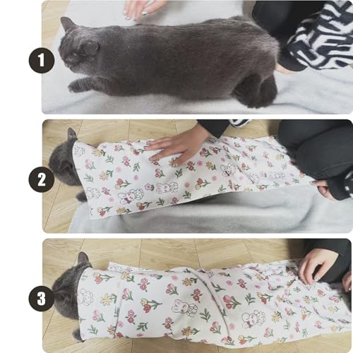Image of 27.6'' Cat Grooming Wrap | Self-Adhesive, Anti-Escape Calming Swaddle, Soft Fabric, Comfortable & Reusable, For Cutting Nails, Ear Cleaning, Medication