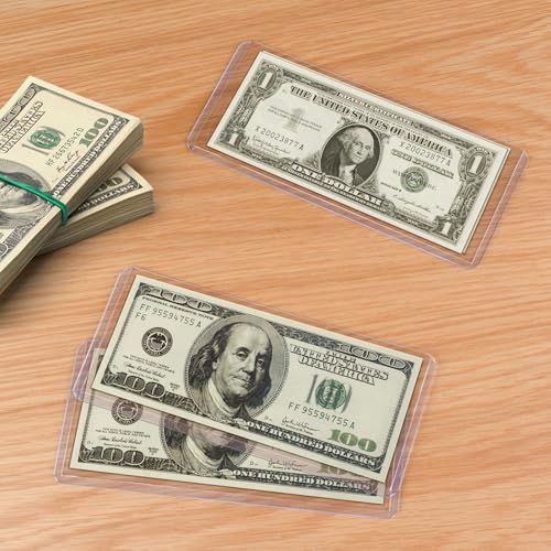 50 protectores transparentes para billetes 6.8 x 2.9 pulgadas miniatura 7