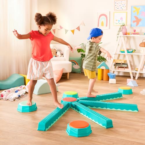 B. Toys – Balance Beam for Kids – Interlocking Balancing Beams – 5 Sensory Pads & 8 Beams – Active Play for Toddlers, Kids – 3+ Years– Balance & Build Set - Image 3