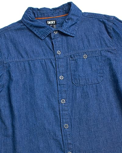 DKNY Boys' Shirt - Classic Fit Woven Long Sleeve Button Down Shirt - Casual Collared Shirt for Boys (8-20)3