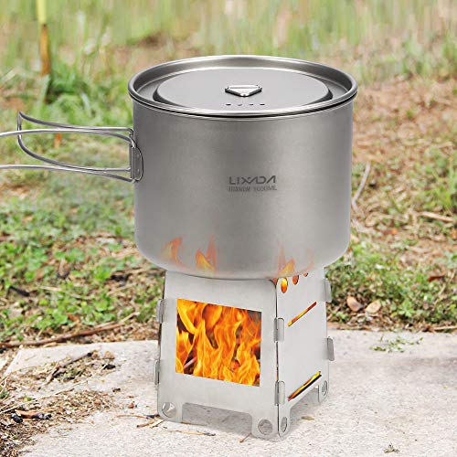 Fogão Externo, Romacci Fogão portátil ao ar livre para acampamento Fogão dobrável de titânio a lenha