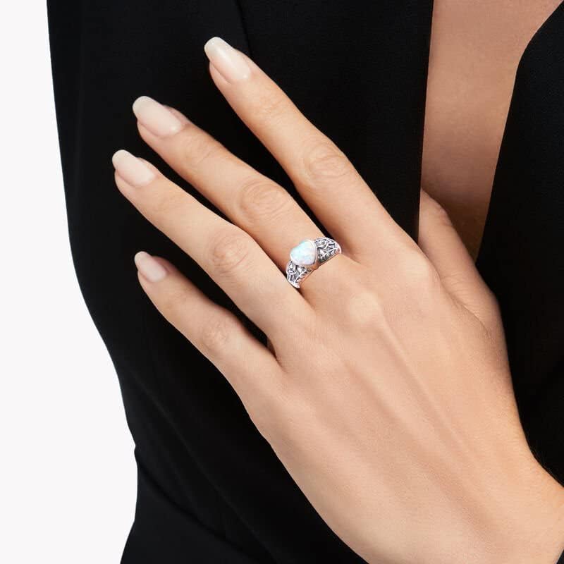 Heart Opal Sunflower Roseflower Tree of Life Urn Ring for Ashes 925 Sterling Silver Cremation Jewelry Ashes Keepsake Ring for Women Memorial Jewelry Bereavement Ring Size 5-10 - Image 6