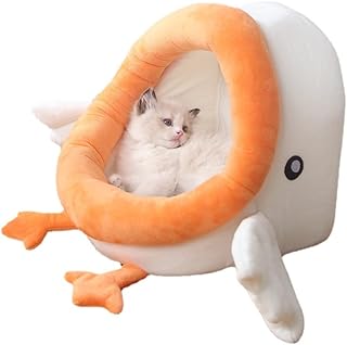 SSDHUA Cute Pet Cat Nest Cartoon Little Yellow Duck Shape Cat Bed House Semi-Enclosed Large-Capacity Warm Pet Cave Cat Nest Cat Bed with Removable and Washable Mattress The Best Gift for Pets (L)