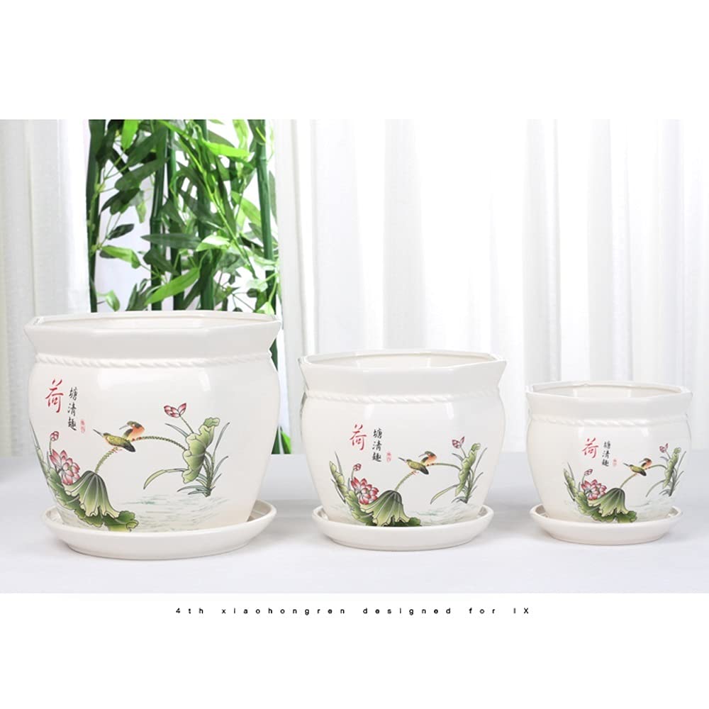 Doniczki bonsai w stylu chińskim, ośmiokątne, ceramiczne, doniczki na sukulenty, ozdobne pojemniki na rośliny, doniczki na kaktusy, doniczki na kwiaty z otworem drenażowy