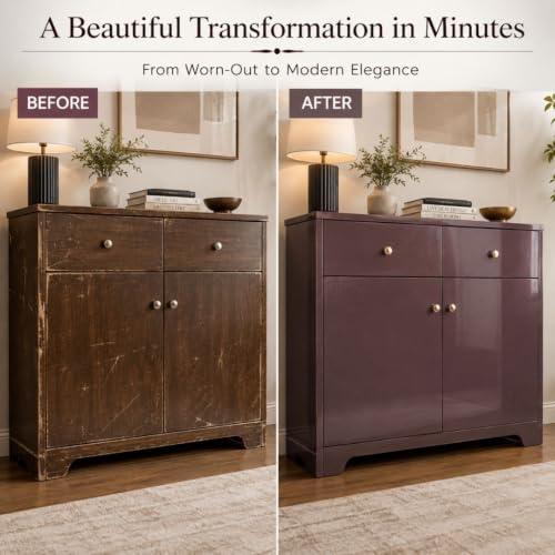 Image of HOME13 Brown Self Adhesive Wallpaper Glossy Vinyl Wall Sticker Decorative Removable Peel & Stick Kitchen Wallpaper for Cabinet Counterop Table (20x120 Inch)
