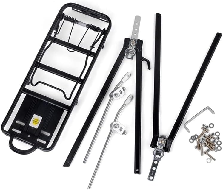 Miniatura 3 de Portabicicletas de carga universal ajustable para bicicleta trasera de equipaje de turismo, capacidad de 55 libras, liberación rápida, para