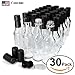 5oz Hot Sauce Bottles, Empty Clear Glass Woozy Bottles with Shrink Capsules, Small Wine Bottle with Shirnk Bands, Canning Bottle Cap Orifice Reducer Self-Printable Labels Free Design Template 30 BLACK