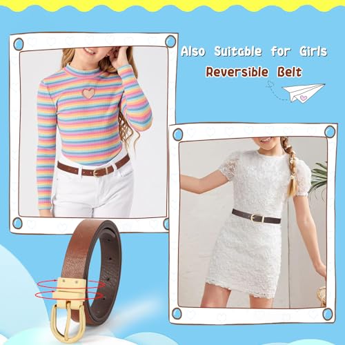 SUOSDEY Kids Reversible Belt for Boys and Girls Leather Belt for School Uniform Casual Jeans Back to School Fashion4