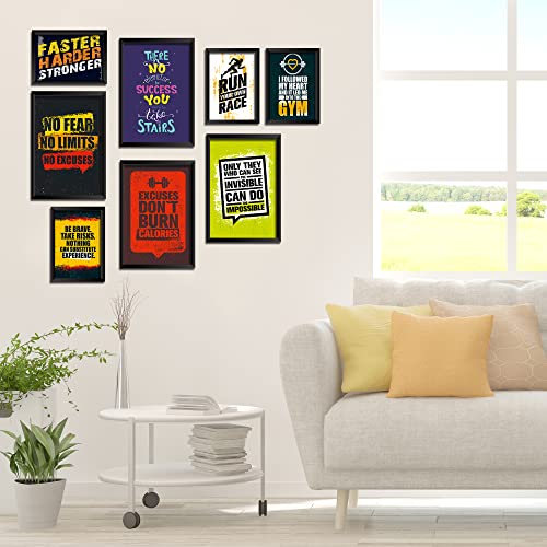 Image of PAPER PLANE DESIGN Motivational Quotes Framed Wall Paintings - Inspiring Quotes Frames For Office And Home Decor set of 8 (9 x 12.5 Inches ; 18 x 12.5 Inches). (E)