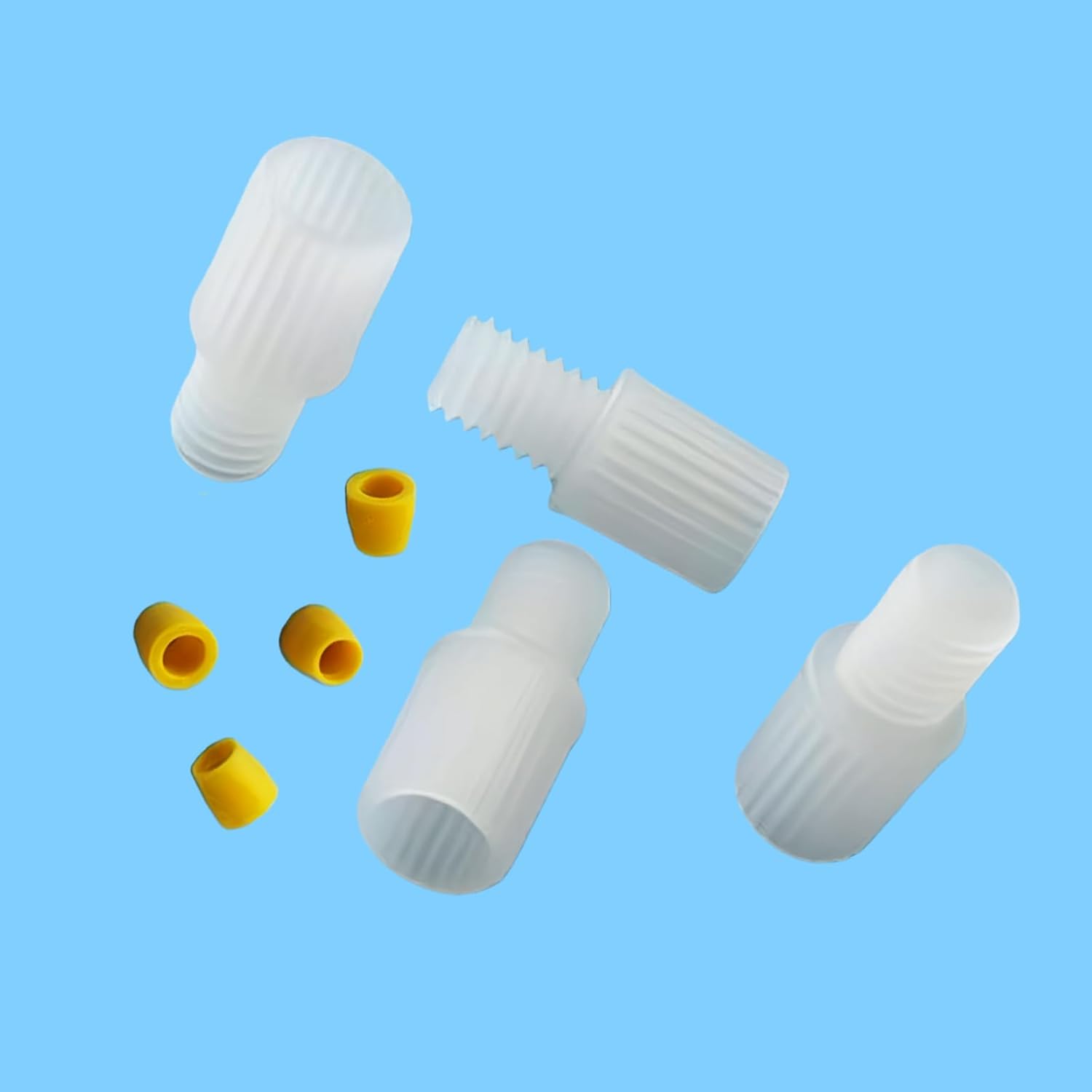 Flangeless Ferrule Fitting for 1.6mm to 3.2mm OD Rigid Tubing, PVDF + ETFE Material with M6 Flat Bottom Thread, Precision Sealing for Pneumatic and Fluid Systems 10PCS (Yellow Ferrule, for 3.2mm OD)