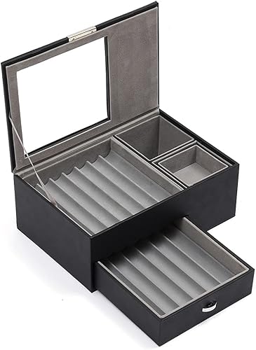 LYNICESHOP Caja de exhibición de bolígrafo 2 capas grandes con ventana de cristal caja organizadora de 14 ranuras para guardar botellas de tinta