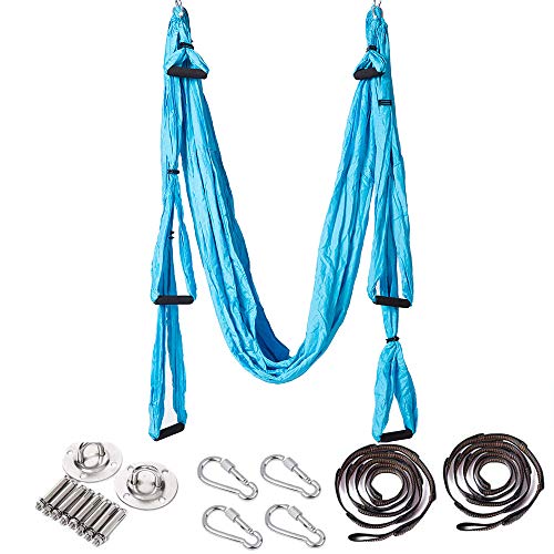 ARNTY Yoga Amaca Antigravity,Aerial Yoga Amaca,yoga swing,Yoga Inversione Swing,Aerial Yoga Hammock für Inversionsübung Pilates Gymnastik (Upgrade Blu)