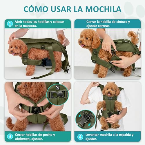 Mochila transportadora para perros pequeños ALLSOPETS, formato frontal regulable talla L 5