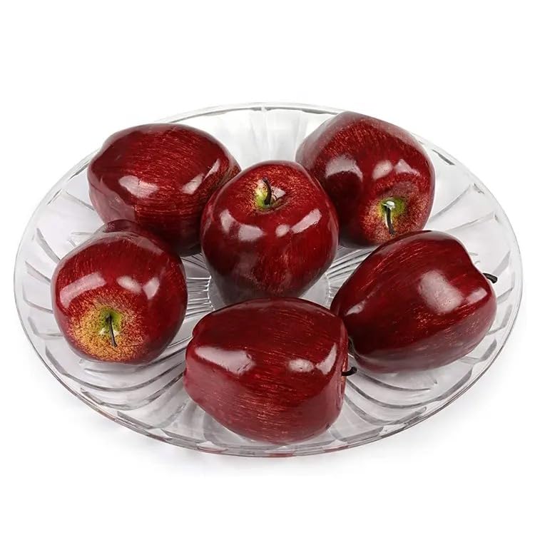 WALMOH Simulated Artificial Red Apple Ornaments, Pack of 6, Realistic Look Size & Weight, Non Toxic Paint