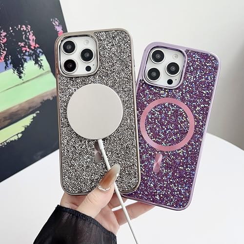 Coque iPhone 15 Pro Max paillettes rose compatible MagSafe Caseative - 3