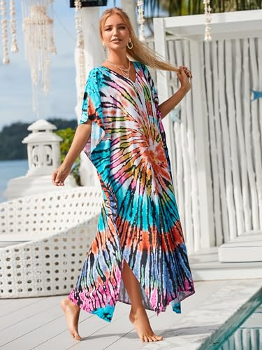 Image of Kaftan Dresses for Women Plus Size Bathing Suit Cover up Caftan Maxi Beach Dresses