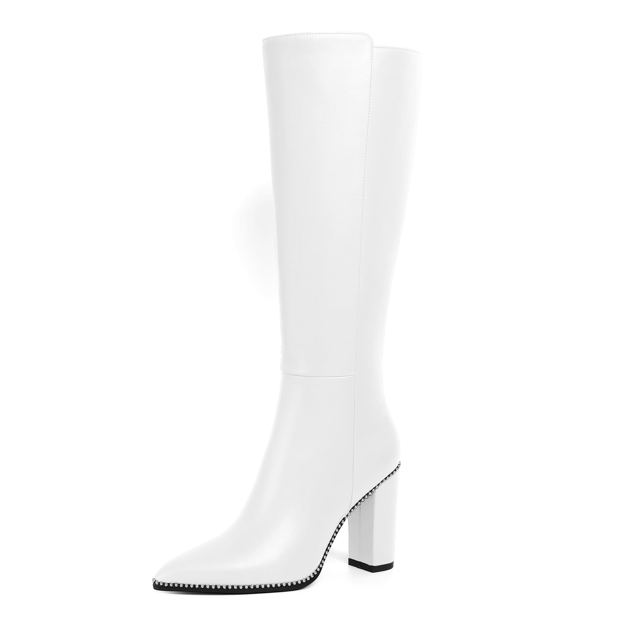 Knee High Boots for Women Chunky Heel Boot Classic Pointed Toe Bootie Over The Knee Booties for Work