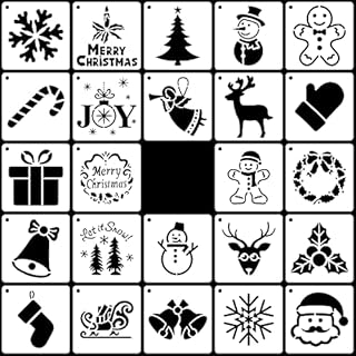 SAVITA 24pcs Christmas Stencils for Crafts, Christmas Stencils Reusable Christmas Decoration Stencils for DIY Christmas Craft Wood Wall Decor