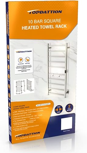 Miniatura 7 de Calentador de toallas eléctrico  Superfino  Con temporizador y ajustes de temperatura multinivel  cableado y enchufable  6 bar  Acabado negro mate