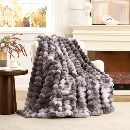 Cozy Bliss Faux Fur Throw Blanket for Couch, Cozy Warm