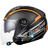 Bluetooth ジェットヘルメット 半帽 バイク メンズ レディー 超軽量 耐衝撃 通気 オールシーズン 男女兼用 (L,B01) [並行輸入品]