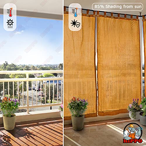 Image of HIPPO High Density Polyethylene 150 GSM Outdoor Loop Curtains Sun Blocking, UV Protection, Light-Filtering Balcony Curtain (Yellow, 3FTX9FT, 1PC)