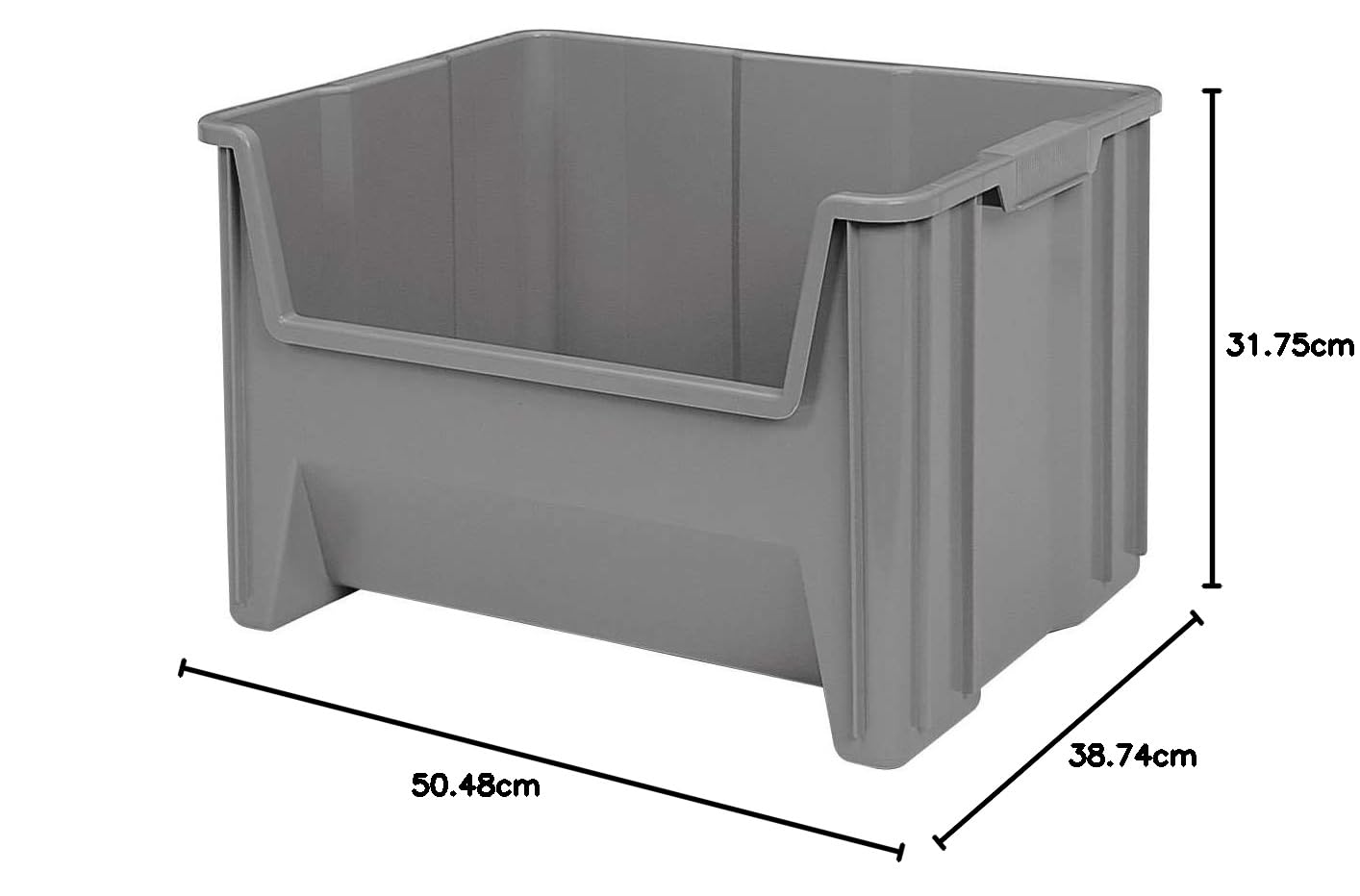Akro-Mils 13017 Stak-N-Store Stacking Hopper Front Plastic Storage Bin, Grey, Case of 3