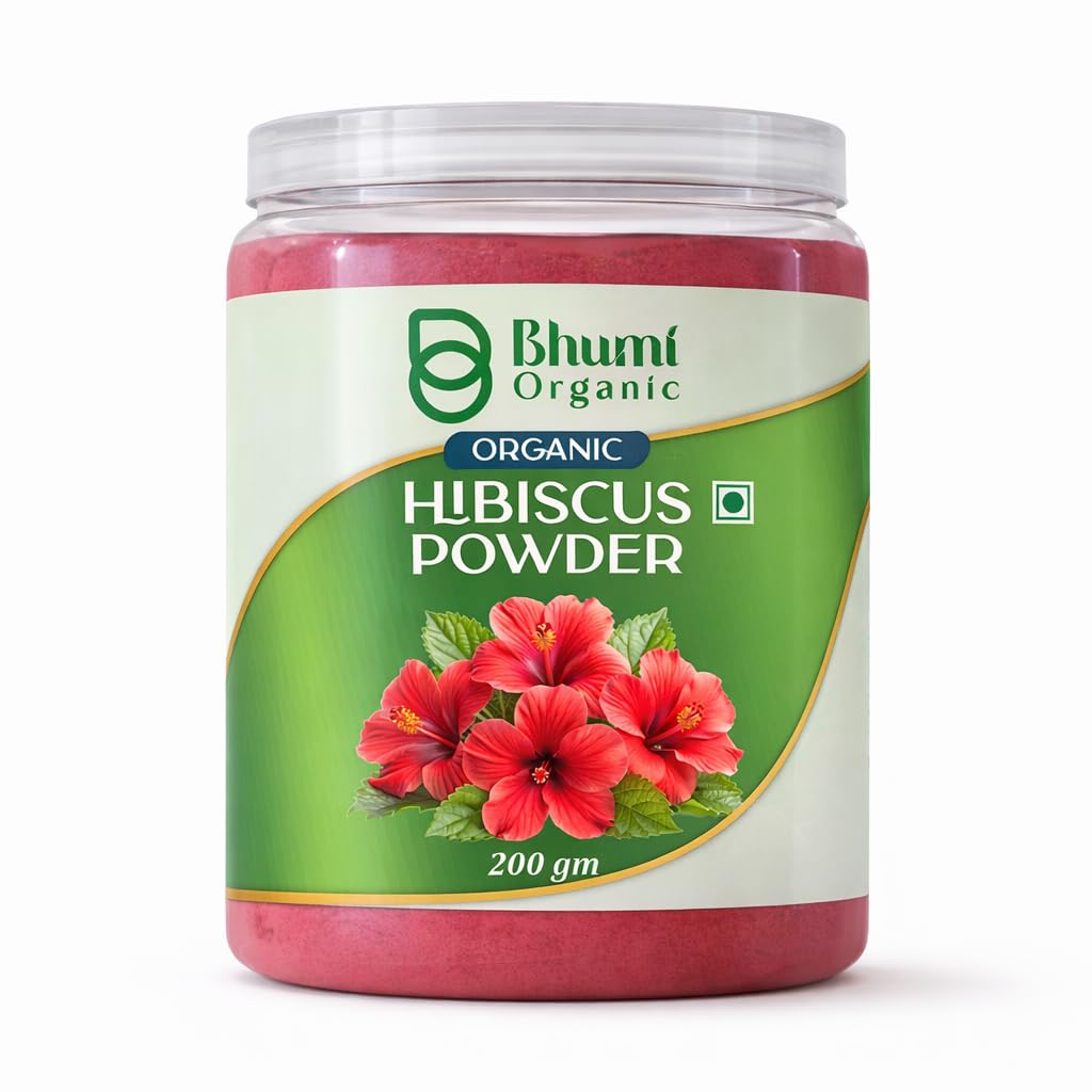 Bhumi Organic Hibiscus Powder, 200g, Natural Hair Growth and Care, for Hair Pack, Face Pack and Tea-image-11