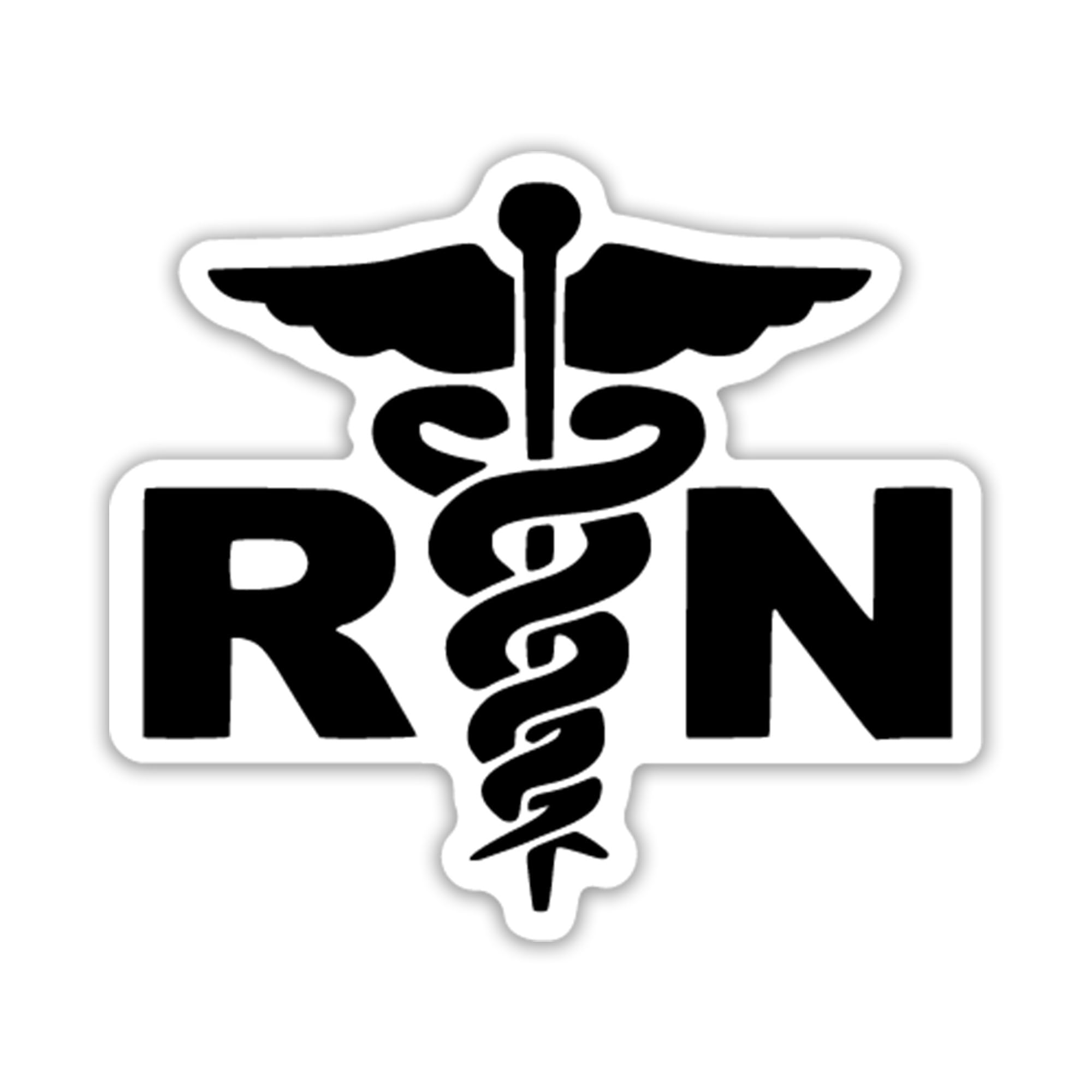 RN Registered Nurse Vinyl Decal | 5.5" Black on White | for Cars, Trucks, Laptops, Windows & More | KCD2377