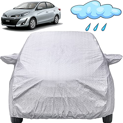 Image of Autofact Waterproof Car Body Cover Compatible with Toyota Yaris (2018 to 2021) with Mirror Pockets (Shinning Silver)