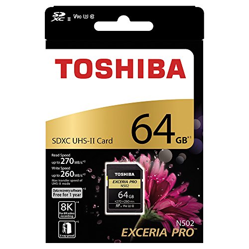 Tarjeta de memoria SD Toshiba EXCERIA PRO N502 64GB SDHC UHS-II Clase 10 U3 8K V90 Vídeo Compatible THN-N502G0320A6