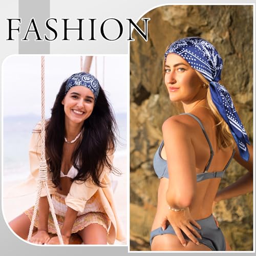 Giantree Women Square Satin Head Scarves, 35" Large Soft Square Scarf Bandana2