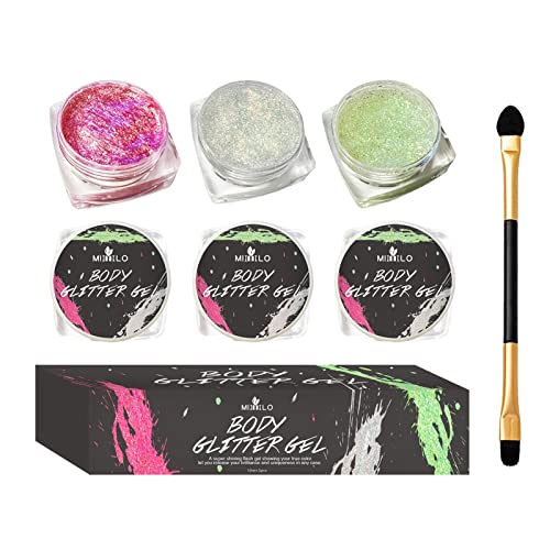 Body Face Glitter Set, Sticky Glitter Body Gel, Face Glitter Lantejoulas para Festival Maquiagem e S