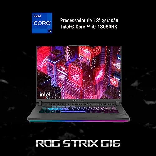 Notebook Asus Rog Strix G16 G614jv-n3094w Intel Core i9 13980hx 2,2 Ghz 16gb Ram 512gb Ssd Windows 11 Home Nvidia Geforce Rtx 4060 16' 165hz Cinza glide