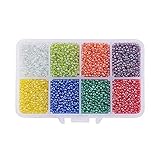 PandaHall Elite About 12500 Pcs 12/0 Multicolor Beading Glass Seed Beads 8 Colors Round Transparent...
