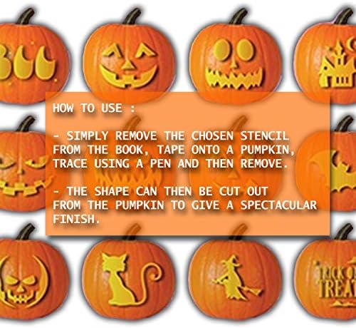 Lizzy Halloween Pumpkin Carving Stencils | Pack of 12 Stencils | Pumpkin Carving Essential | Easy to Use