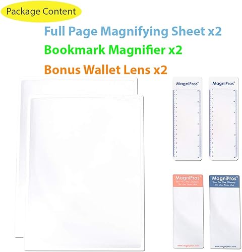 Miniatura 3 de MagniPros (2 unidades) - Lente Fresnel de hoja de aumento de página completa grande 3X, lupas de regla de bonificación+2 lentes marcapáginas, lo