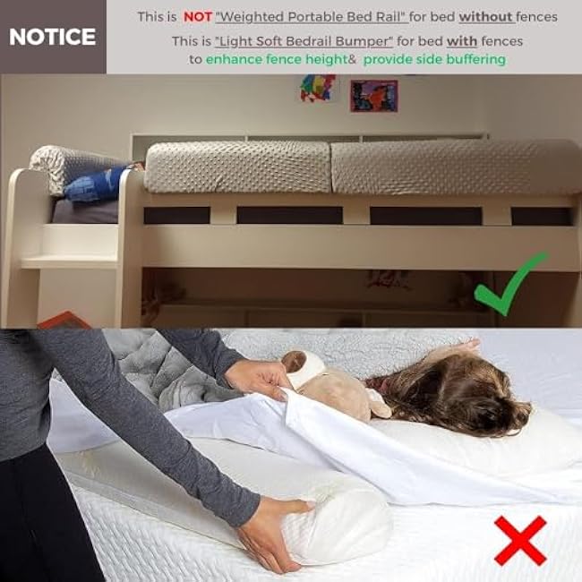 Wonder Space Toddlers' Bed Rail Bumpers Protecter - Children's Bed Guardrail Padding - Anti-Collision | Increased Height | Fall Prevention - Easy Installation Enhanced Safety Mostly Fit (Grey, 3ft)