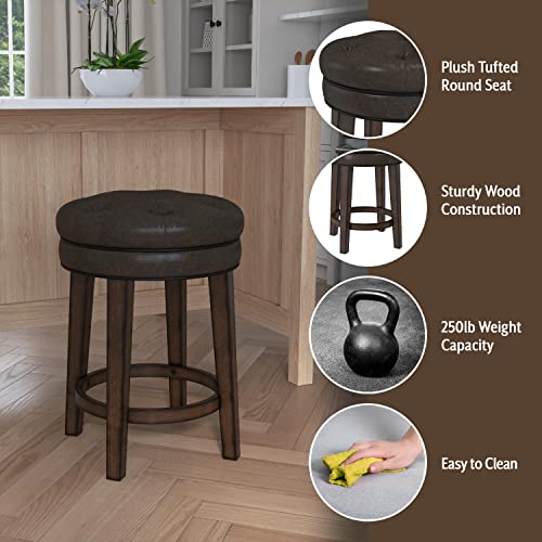 Hillsdale Krauss Backless Swivel Counter Height Stool Counter Stool, Dark Brown