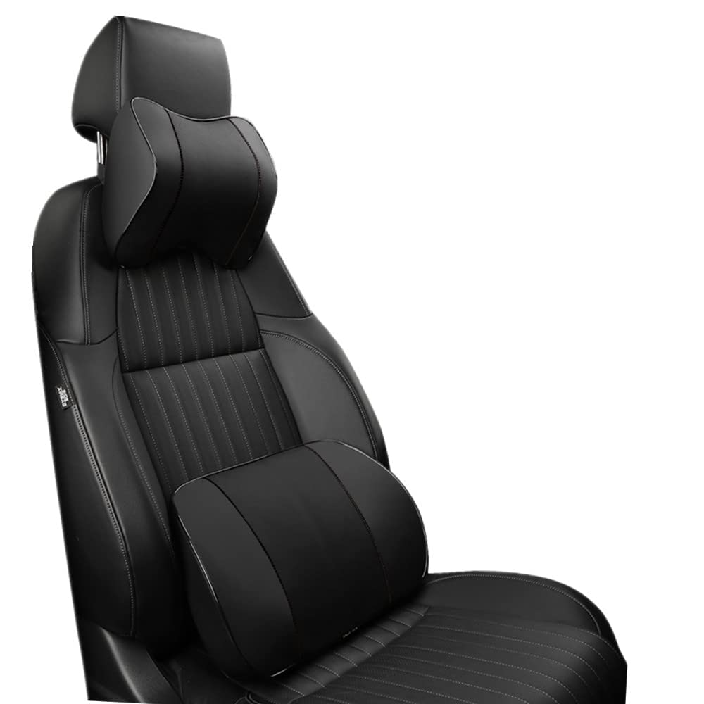 SYOSI Car Seat Headrest Neck Rest Cushion and Lumbar Support Pillow, Memory Foam Ergonomic Seat Cushion for Car Seats Office Chairs, Relieve Driving Fatigue, Improve Posture (Black)