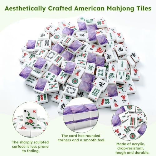 Set de Mahjong Americano con Fichas Acrílicas y Bolsa miniatura 6