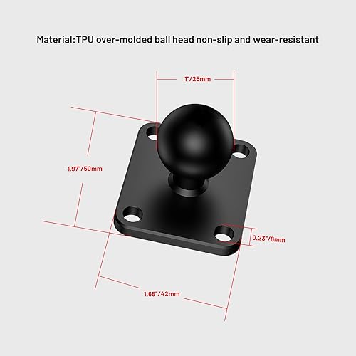Miniatura 3 de Adaptador de bola de 1 pulgada con base cuadrada para motocicleta de navegación por satélite, GPS, compatible con soporte RAM (R6-2 piezas)